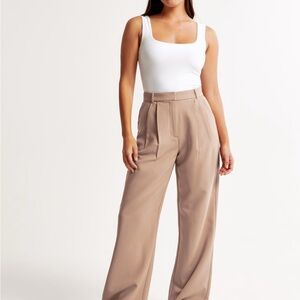 A&F Sloane Tailored Wide Leg Pant in Tan. Perfect for dressing up or down.